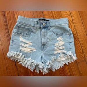 Express Denim Shorts Light Wash with Rips